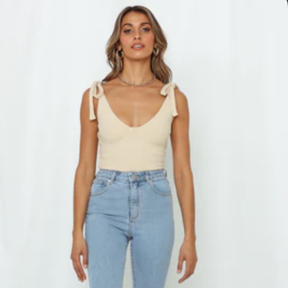 Hello Molly Twin Star Bodysuit Beige M